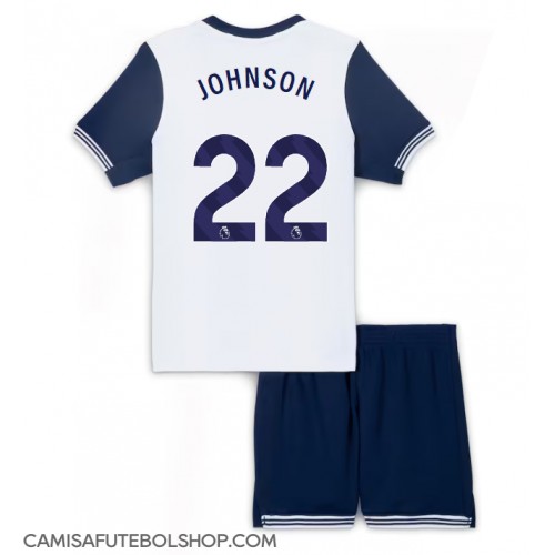 Camisa de time de futebol Tottenham Hotspur Brennan Johnson #22 Replicas 1º Equipamento Infantil 2024-25 Manga Curta (+ Calças curtas)